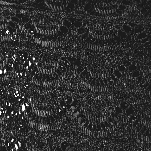 Jantzen Swim Bathing Suit Black Crochet Lace Bikini Strapless Hi Cut One Piece L - Picture 12 of 14